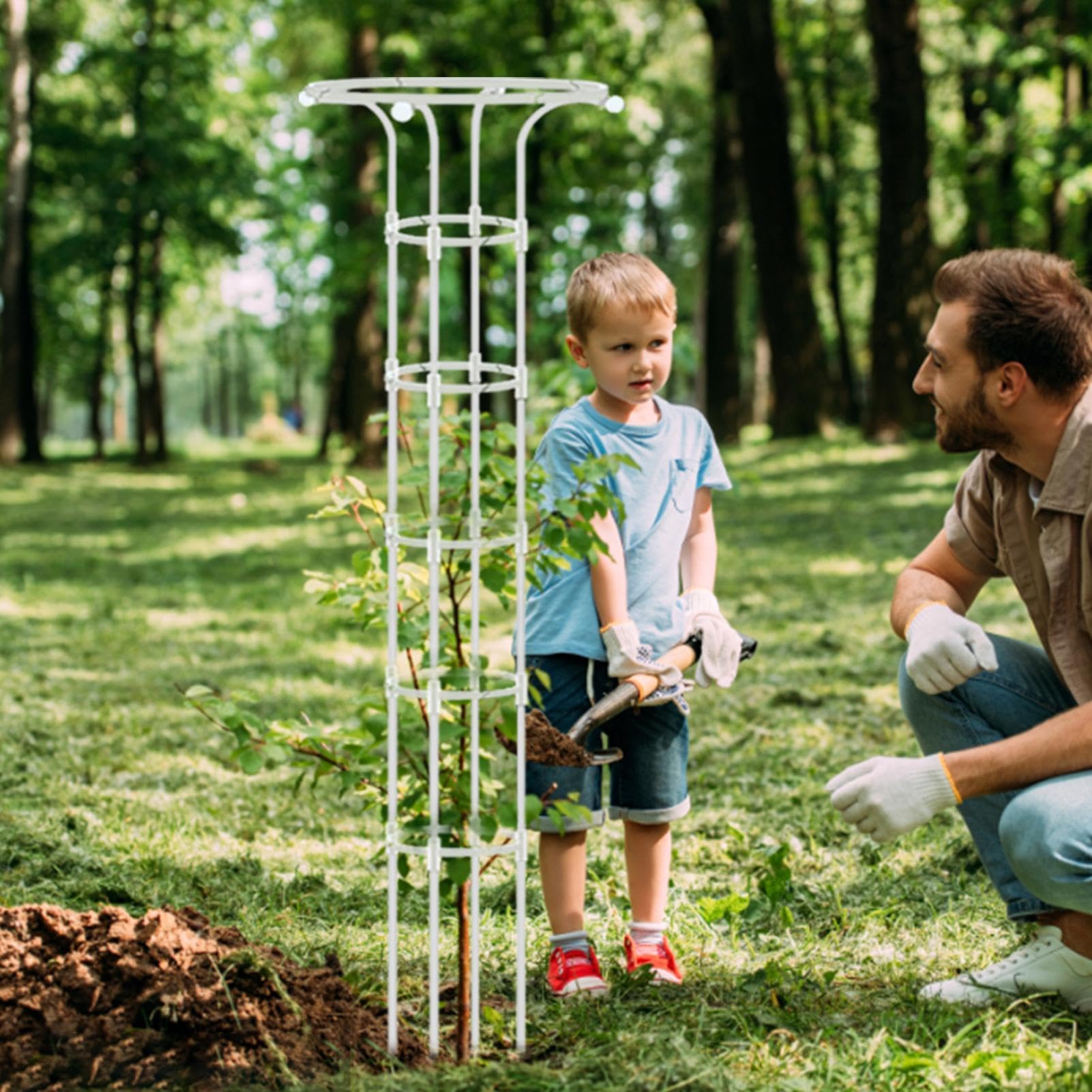 Treillis obélisque de jardin pour grimpantes, tuyau en métal antirouille