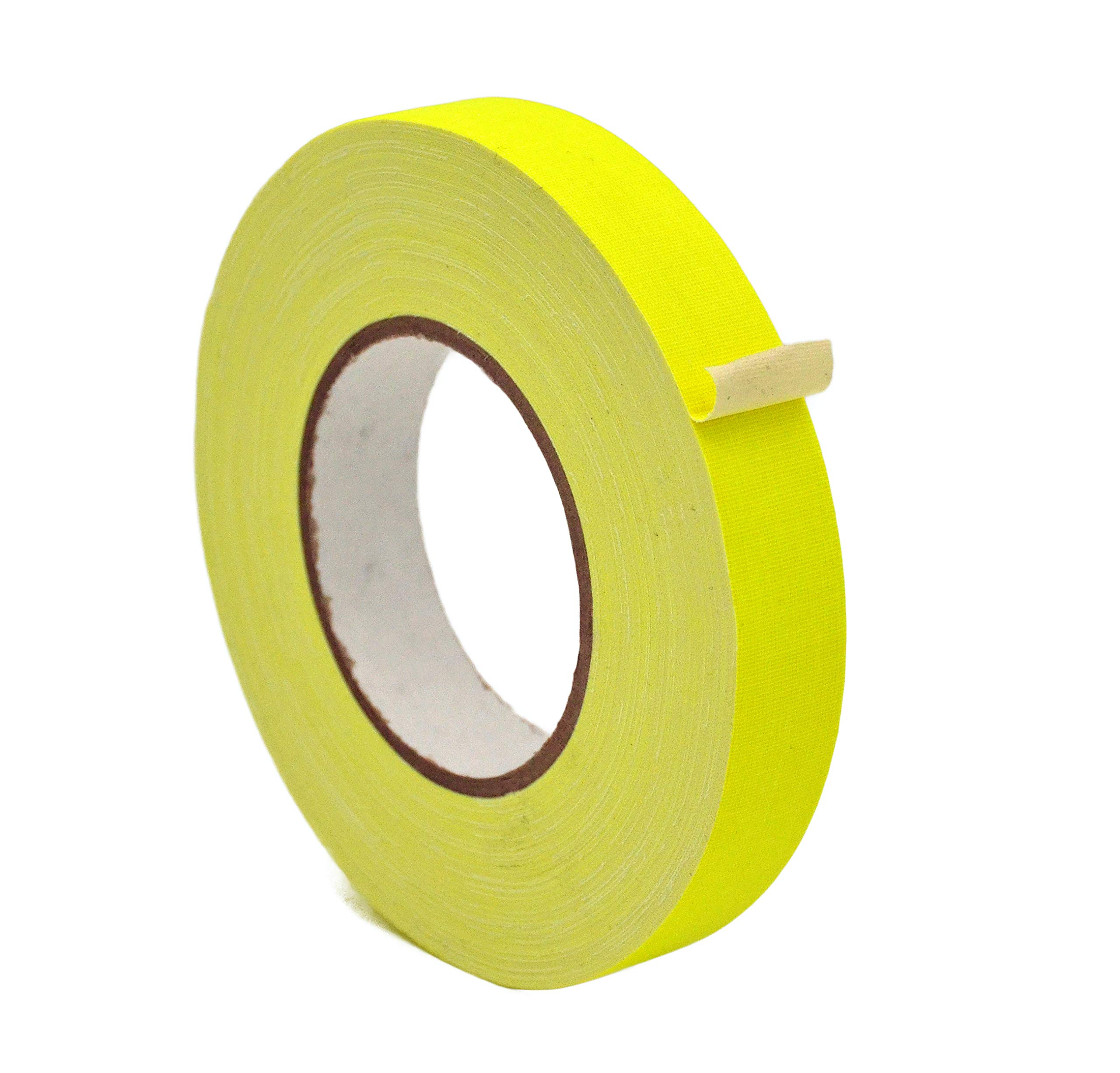 WOD GTMC12F Professional Grade Gaffer Tape, Fluorescent Yellow - 1 inch x 60 ft. No Sticky Residue, For Cables, Non Reflective, Easy to Tear, Gaff Cloth for Trade Shows, Concerts