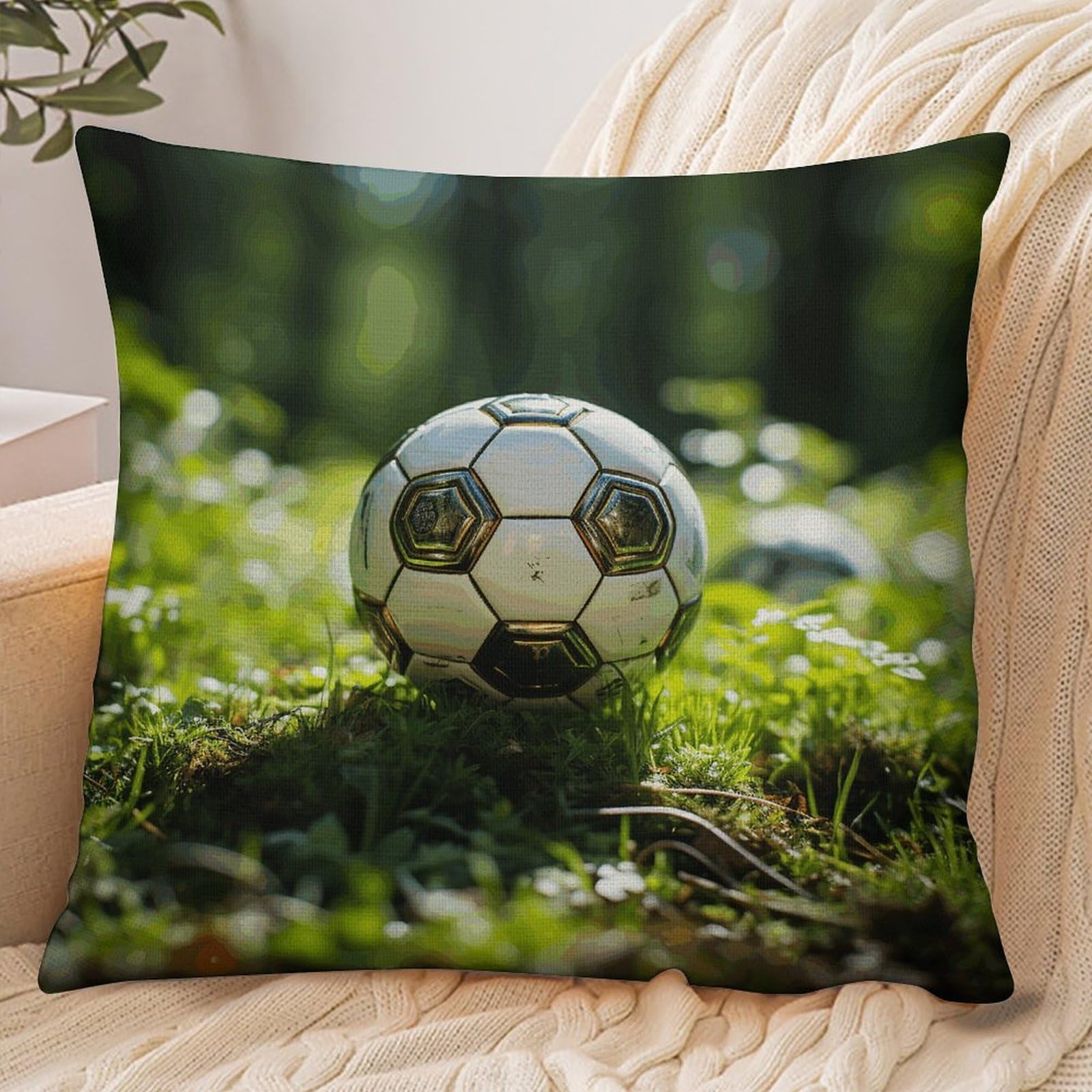 Fekiloot Style Football On The Grass Pillowcase Pillow Sham Pillow Case