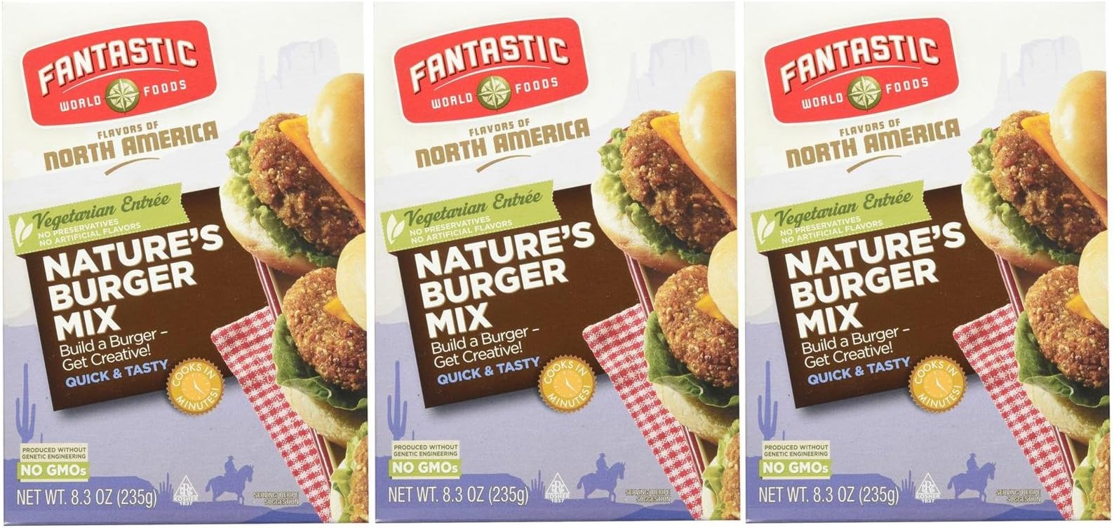Fantastic Foods Natures Burger, 10 oz Boxes, 3 pk
