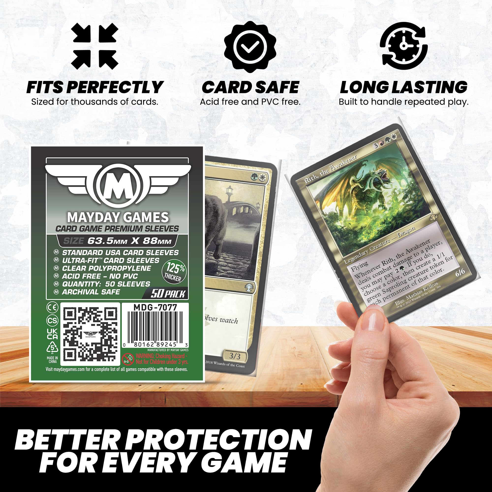 Amazon | Mayday Games クリアプレミアムカードスリーブ 63.5x88mm