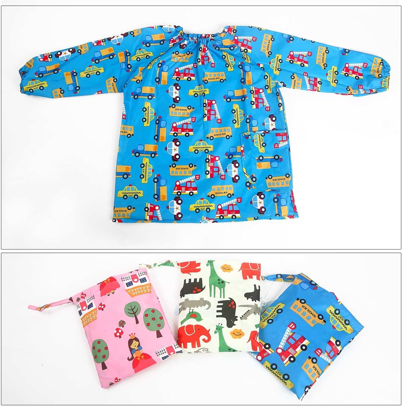 Happy Cherry Cartoon Bavoirs A Manches Longues Unisexe Bebe Enfants Avec Motif Voitures Peinture Faire Cuire Gateau Cuisiner Bleu Taille S 1 2 Ans Amazon Fr Bebes Puericulture