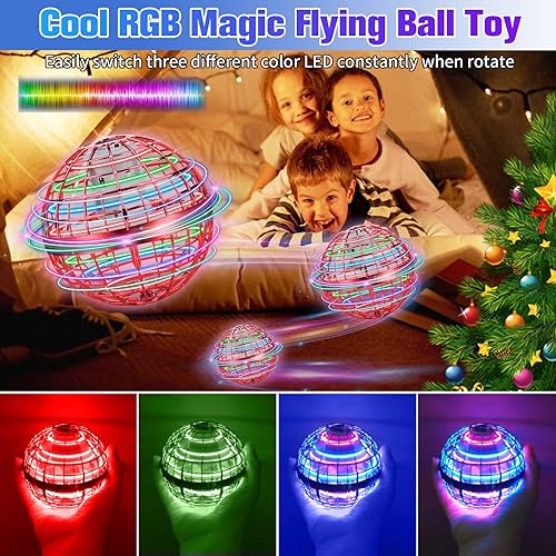 Miniatura 3 de Juguetes de bola voladora, bola mágica de orbe volador con luces LED giratorias, 2024, mini drones recargables mejorados, juguetes voladores para