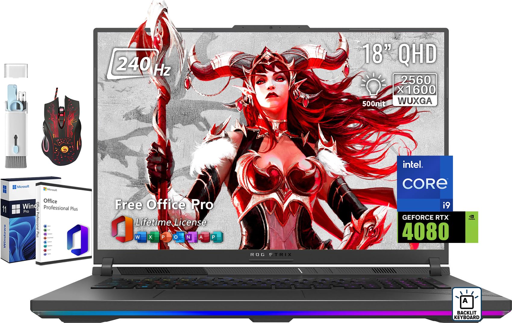 ASUS ROG Strix Scar 18 Gaming Laptop, GeForce RTX 4080, Intel i9