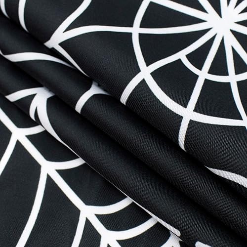 Miniatura 4 de EOBTAIN Cortina de ducha de Feliz Halloween para baño, arañas rosas aterradoras con telaraña sobre negro, cortina de ducha farbic con 10 ganchos,