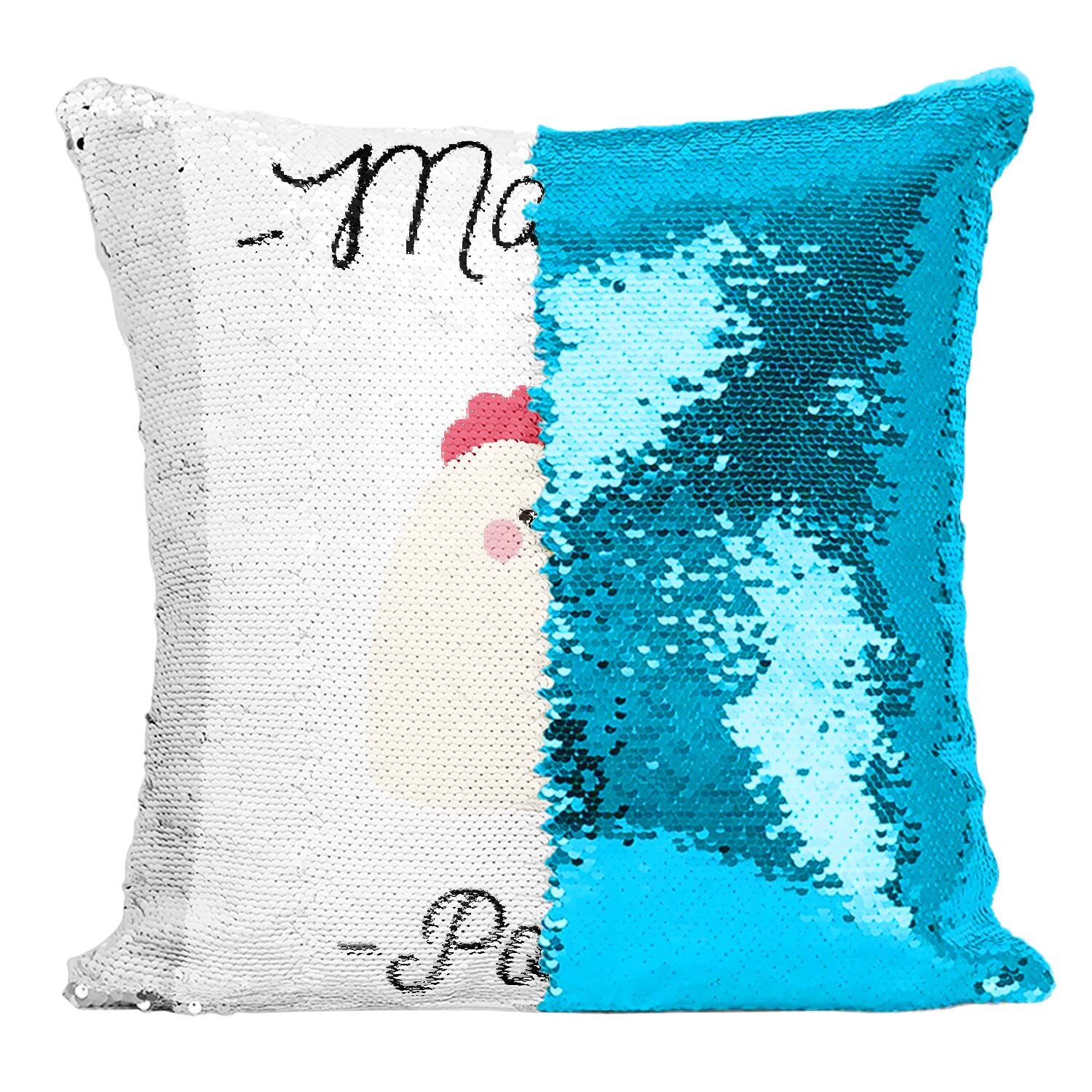 Coussin paillettes turquoise personnalisé grand-mère