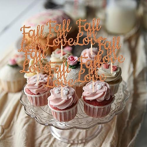 Miniatura 6 de 24 piezas de decoración para cupcakes con purpurina para otoño, boda, compromiso, aniversario, fiesta de cumpleaños, decoración de pasteles,