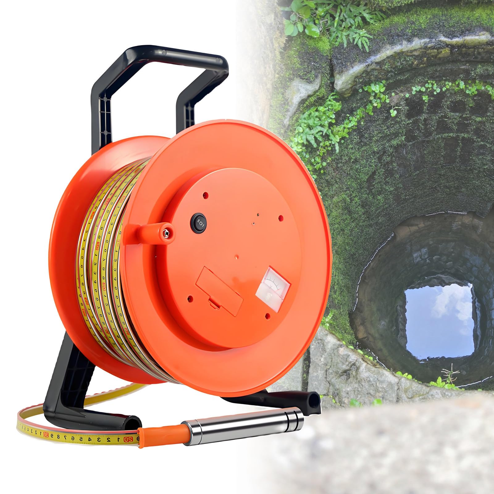 YNIYUJKL Water Level Meter For Wells, Boreholes, Reservoirs, Pipes, 100M Depth Gauge With Fixed Probe And Steel Tape,300m