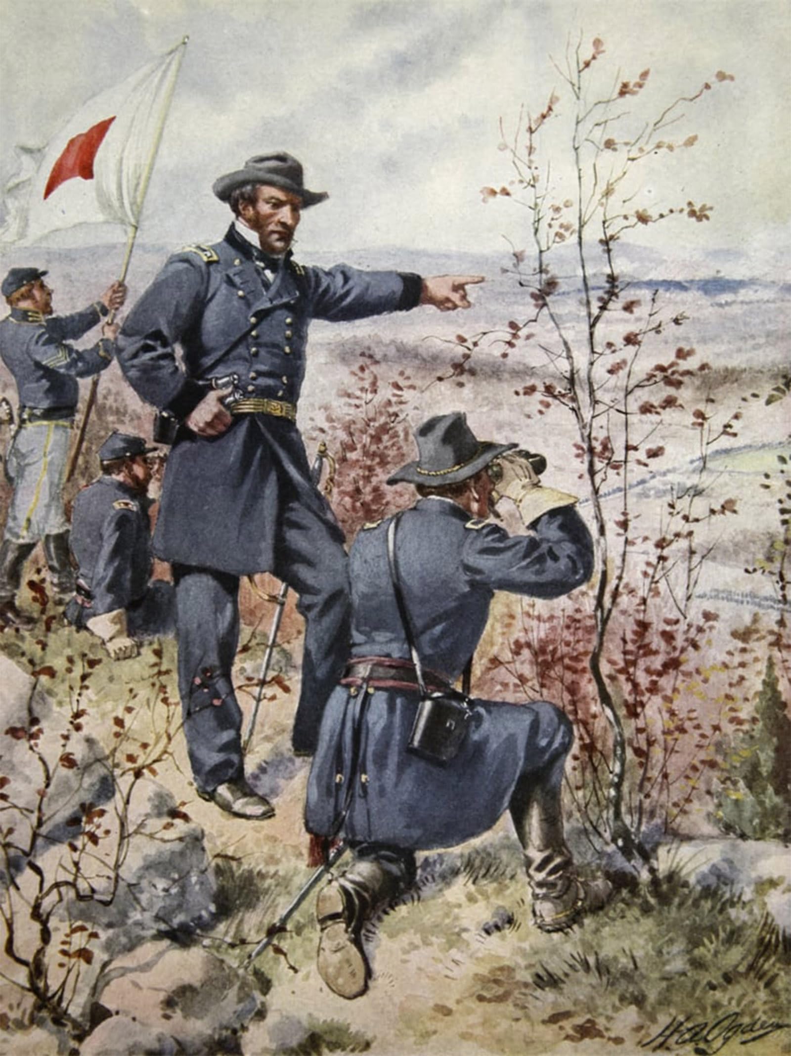 SERENDIPITP Retro Picture Poster Wall Art Pictures Painting General Sherman At Kenesaw Mountain During the Battle by Henry Alexander Ogden Wall Art Canvas Print for Wall Decor 60x90cm