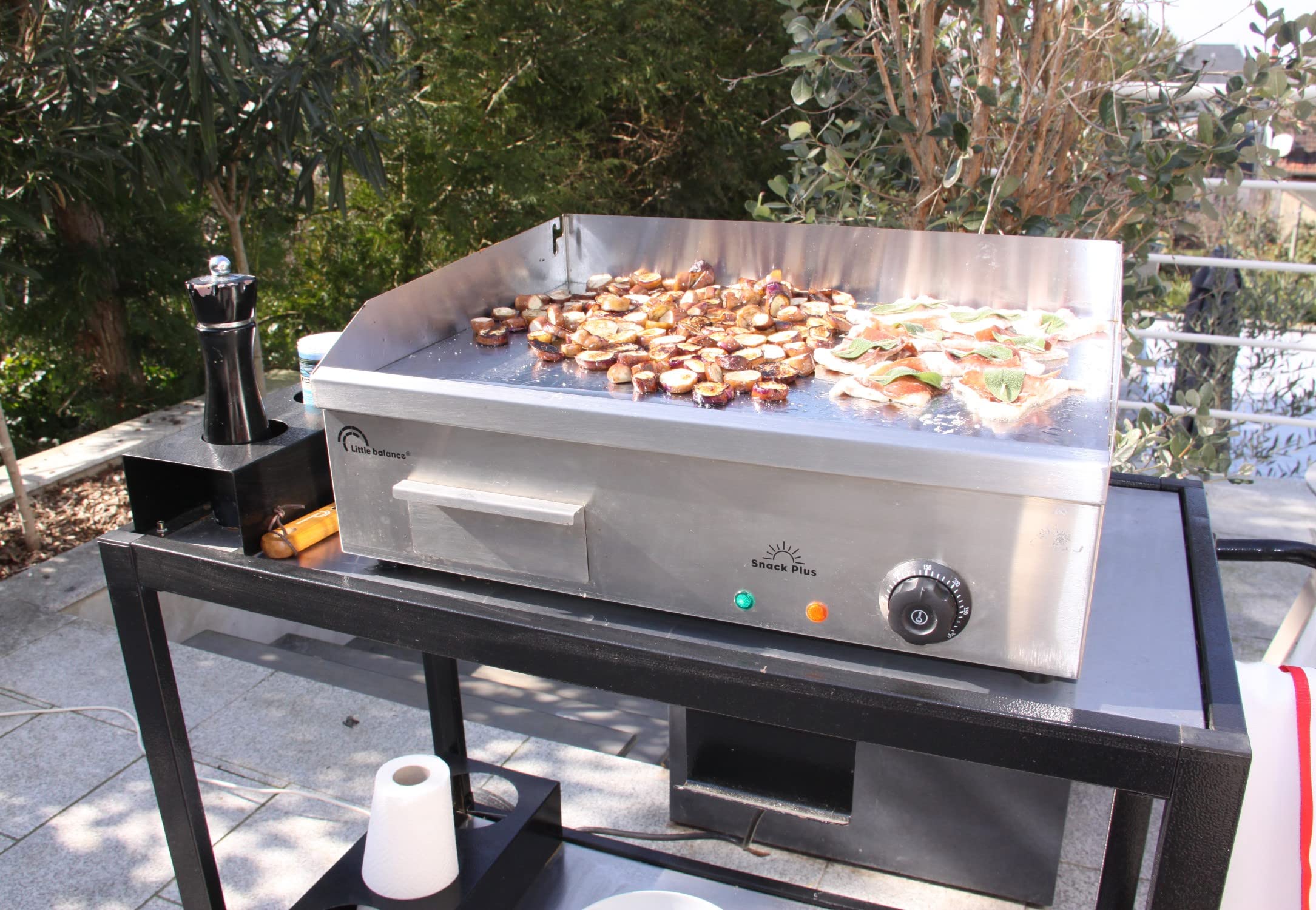 LITTLE BALANCE 8568 Snack Plus, Plancha électrique 6-8 personnes, Plaque de cuisson acier anti-adhésive 8 mm, 2900 W, Acier