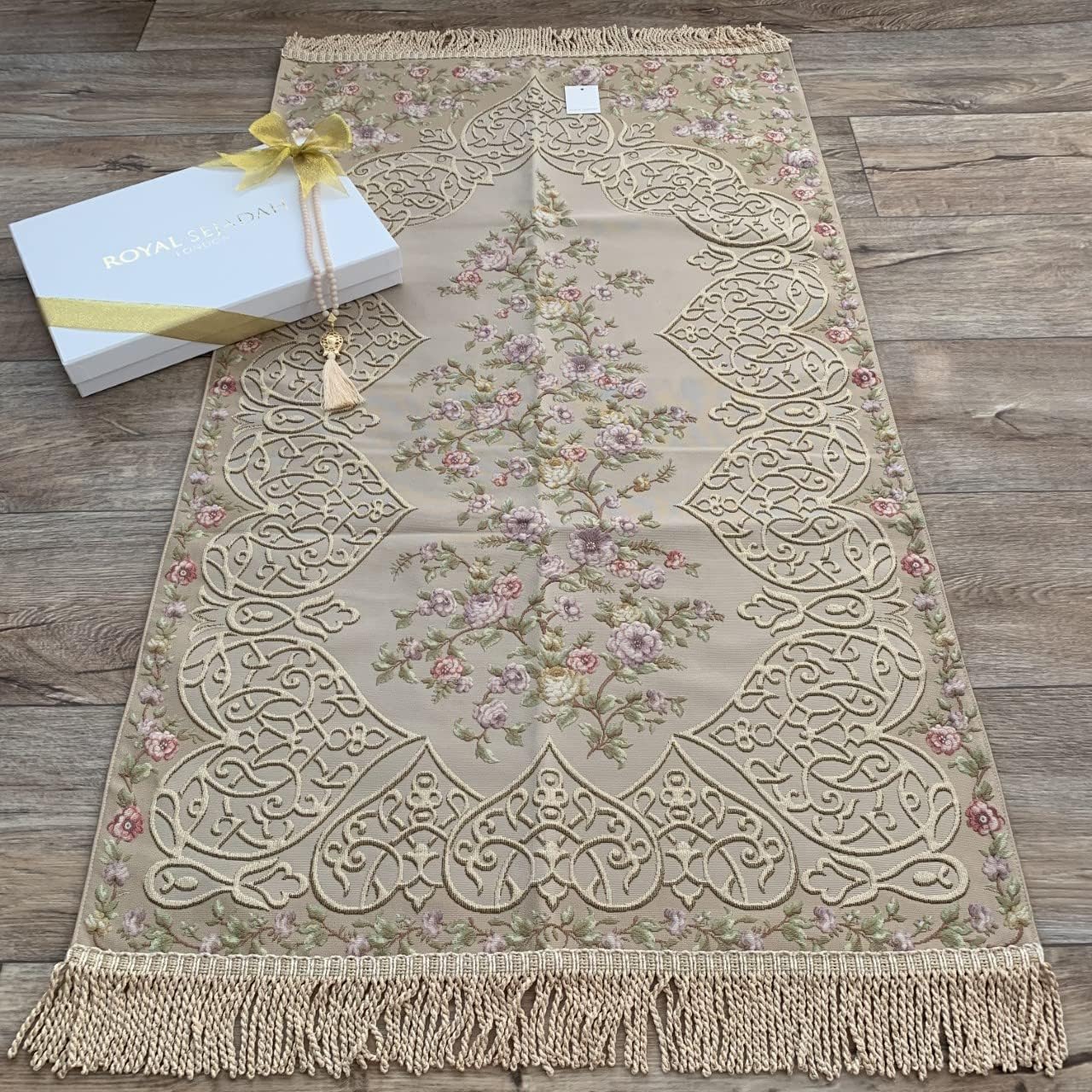 Prayer Mats, Prayer Rug, Janamaz, Islamic Gift Set (Cream)