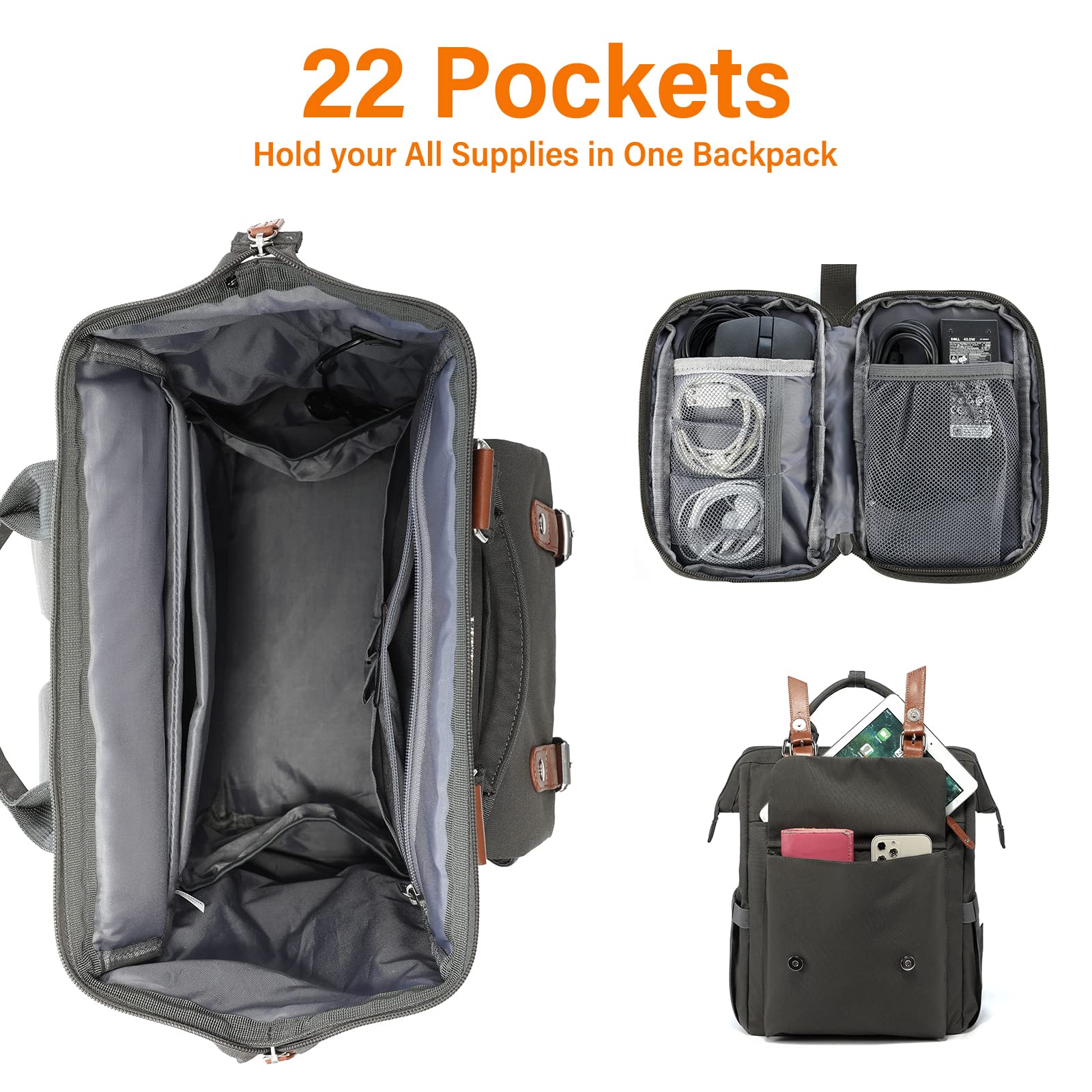 LOVEVOOK Zaino porta PC Donna, Impermeabile Zaino Donna Università con Borsa per Cavo Dati, Zaini Multifunzione Computer Capiente da Viaggio Lavoro Scuola Affari Ufficio