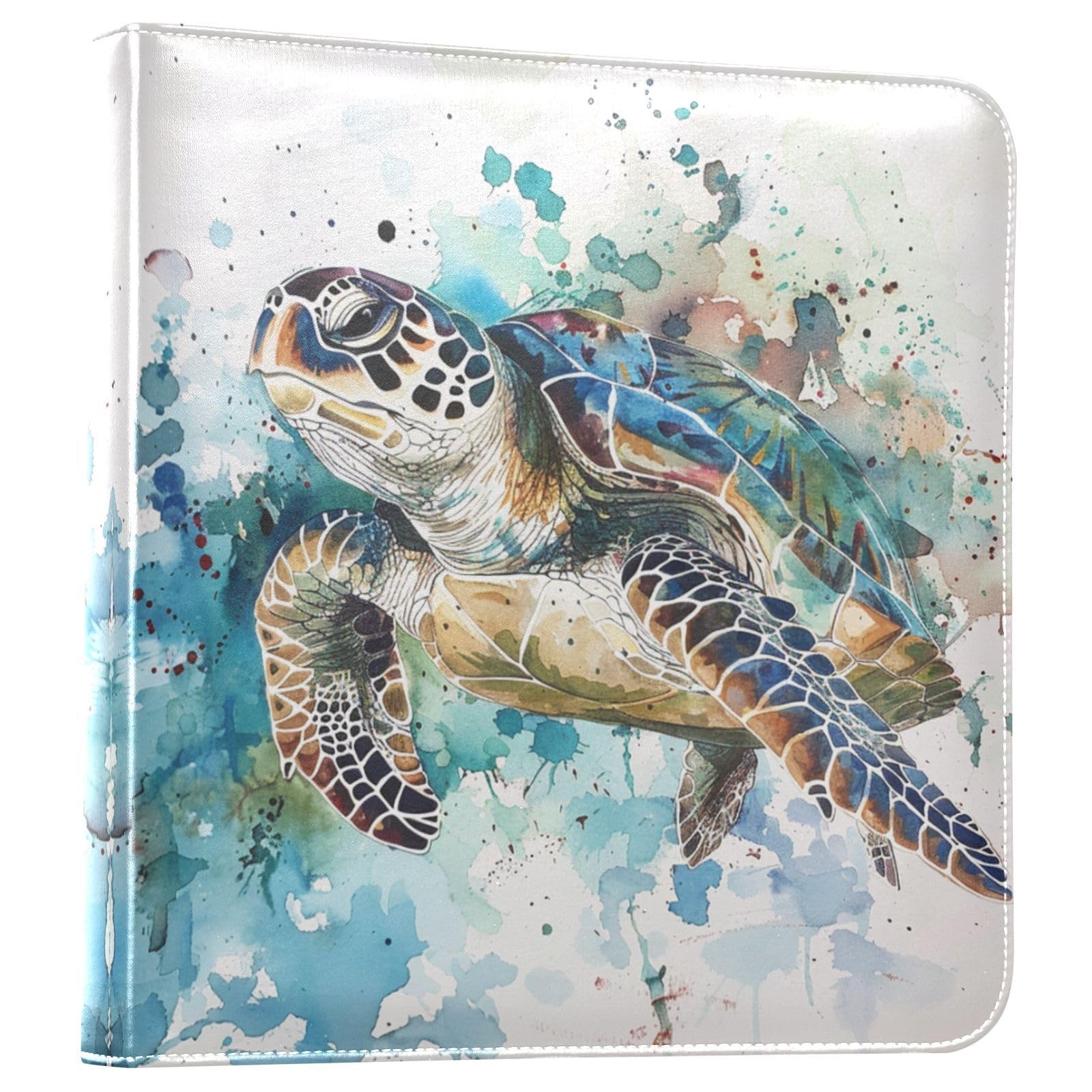 JIPONI Graffiti Turtle Large Photo Album, DIY Leather Cover Scrapbook Albums for 4x6 5x7 6x8 Pictures, Self Adhesive Memory Book for Wedding, Baby, Family