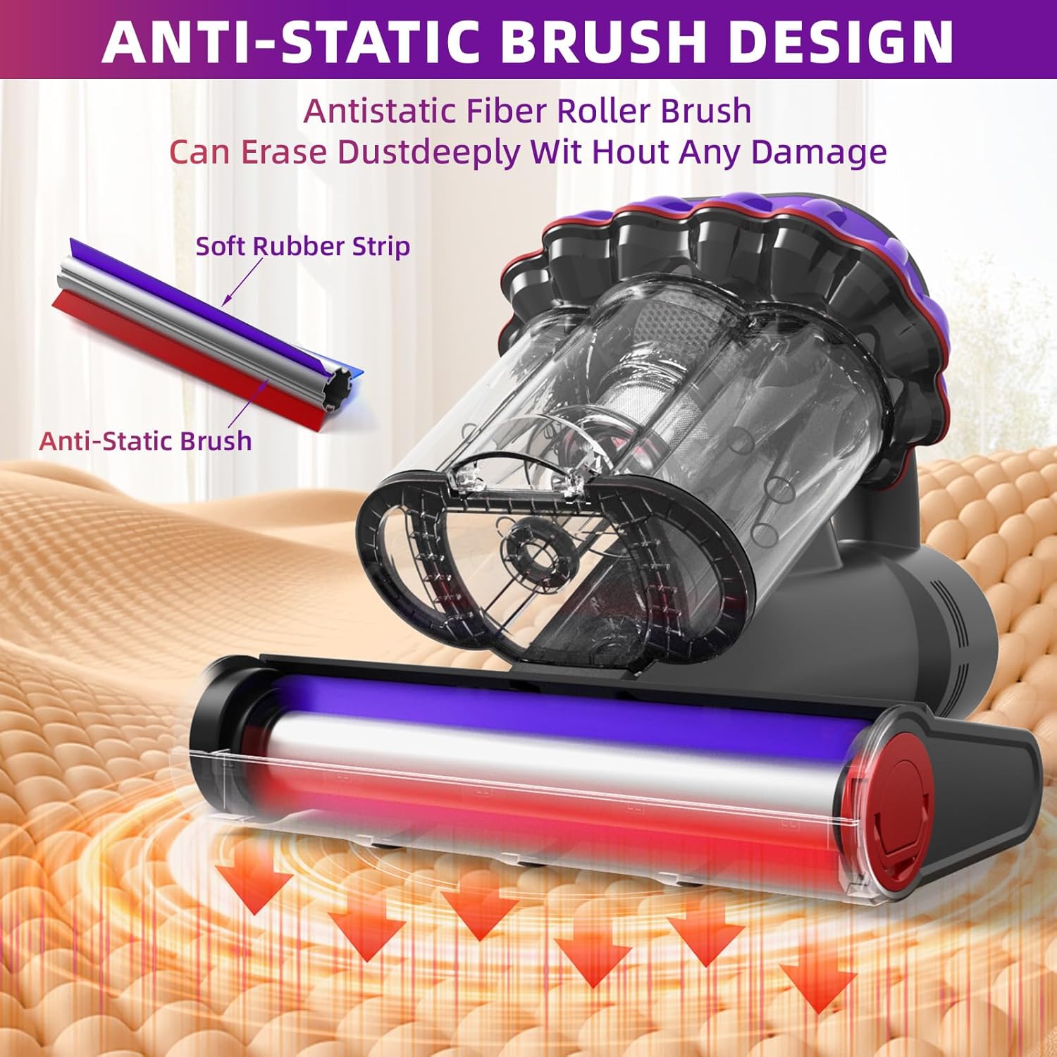 Mattress Vacuum Cleaner 16Kpa Bed Vacuum with 253.7nm UV-C Light,140°F Heat & HEPA Filter,500W Handheld Vacuum for Couch,Sofa & Pet