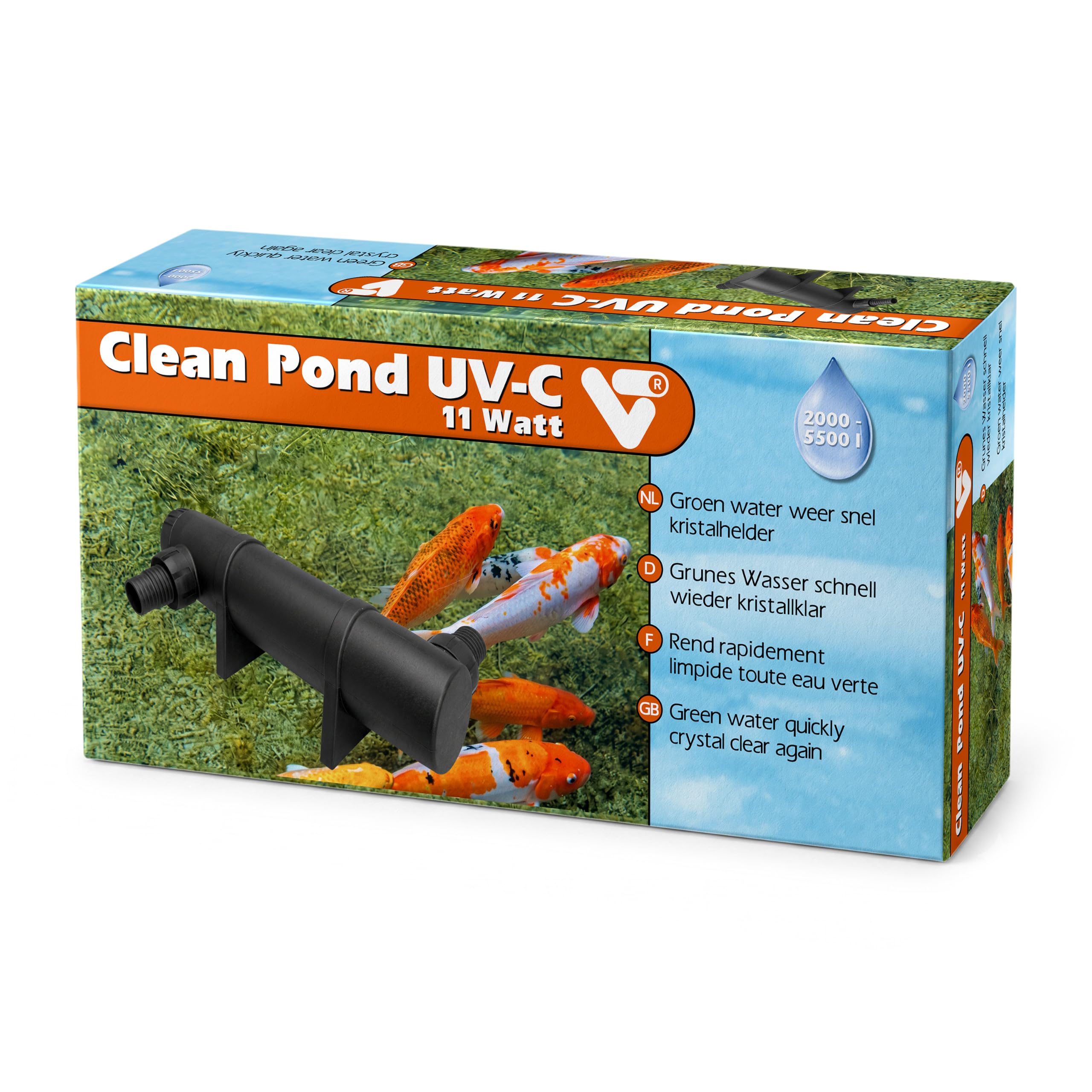 velda 11W UV-C Pond Filter – UV Pond Light Clarifier for Green Algae & Pond Water – UV Light for Pond & Aquarium – Removes Green Water & Floating Algae