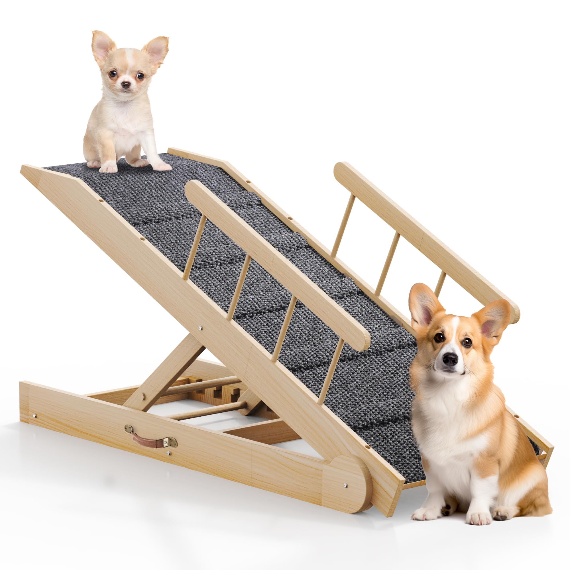 Photo 1 of ***MISSING PARTS*** 47" Long Non-Slip Portable Pet Ramp for Small Large Dogs, Dog Ramp for Bed, Wooden Adjustable Dog Ramps for Bed, Couch, Height from 12" to 24", Up to 200LBS
