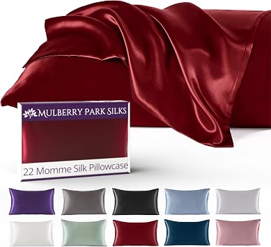 100% Mulberry Silk Pillowcase 22 Momme Zipper Closure - Cabernet/Standard