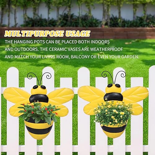 Miniatura 7 de Macetero de pared de metal para colgar en la pared, maceta pequeña con drenaje para interiores y exteriores, maceta colgante de granja, contenedor