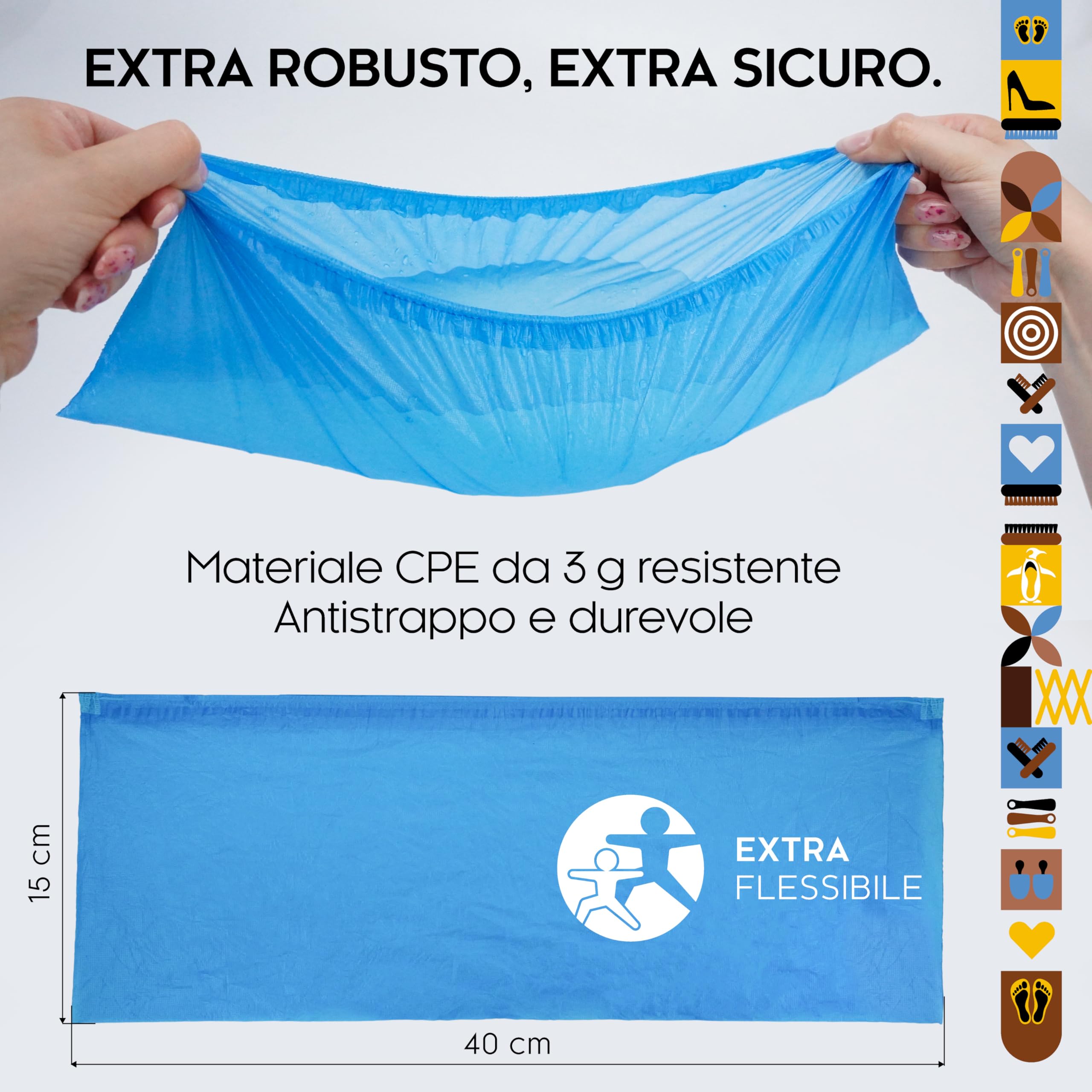 biped Copriscarpe monouso 100 pezzi – Antiscivolo, impermeabili, senza lattice – Taglia unica