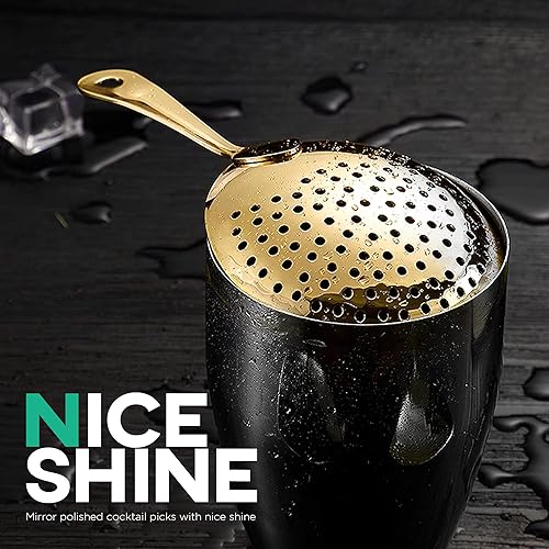 Miniatura 4 de Homestia Julep - Colador de barra de acero inoxidable, cuchara de cóctel para uso doméstico o comercial, colador de cobre antiguo 304 para