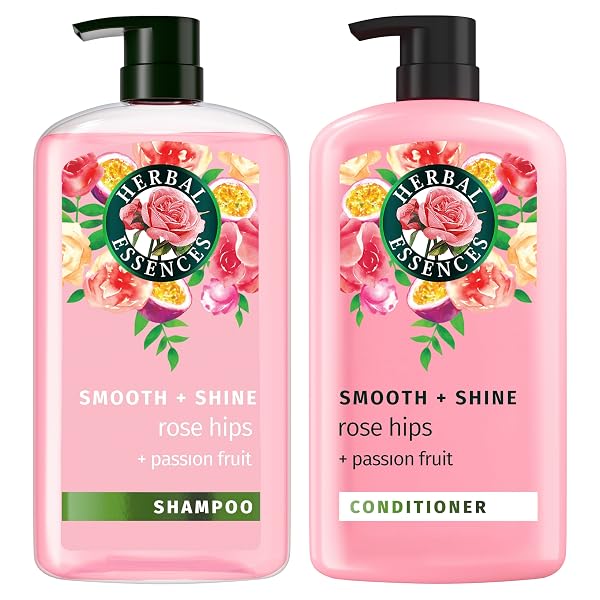 Herbal Essences Shampoo & Conditioner Set, Rose Hips - Smooth Collection, Paraben-Free, Color-Safe, Shiny Hair with Jojo