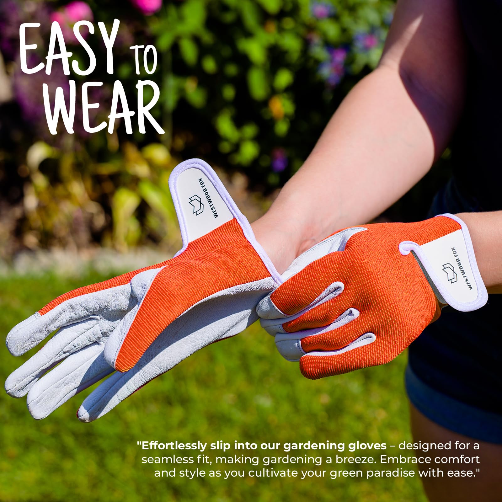 WESTWOOD FOX Lederen Tuinhandschoenen Doornbestendig Veiligheidshandschoenen Mannen Vrouwen Licht Mechanische Handschoenen (Orange, S