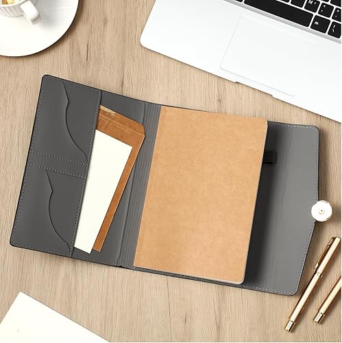 Miniatura 5 de Zhanmai 10 cuadernos de papel kraft de tapa dura de recambio de diario rayado de 5 x 8 pulgadas, cuaderno de viaje A5, 200 páginas, 100 hojas, bloc