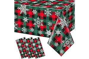 Christmas Buffalo Plaid Red and Green Plastic Tablecloths