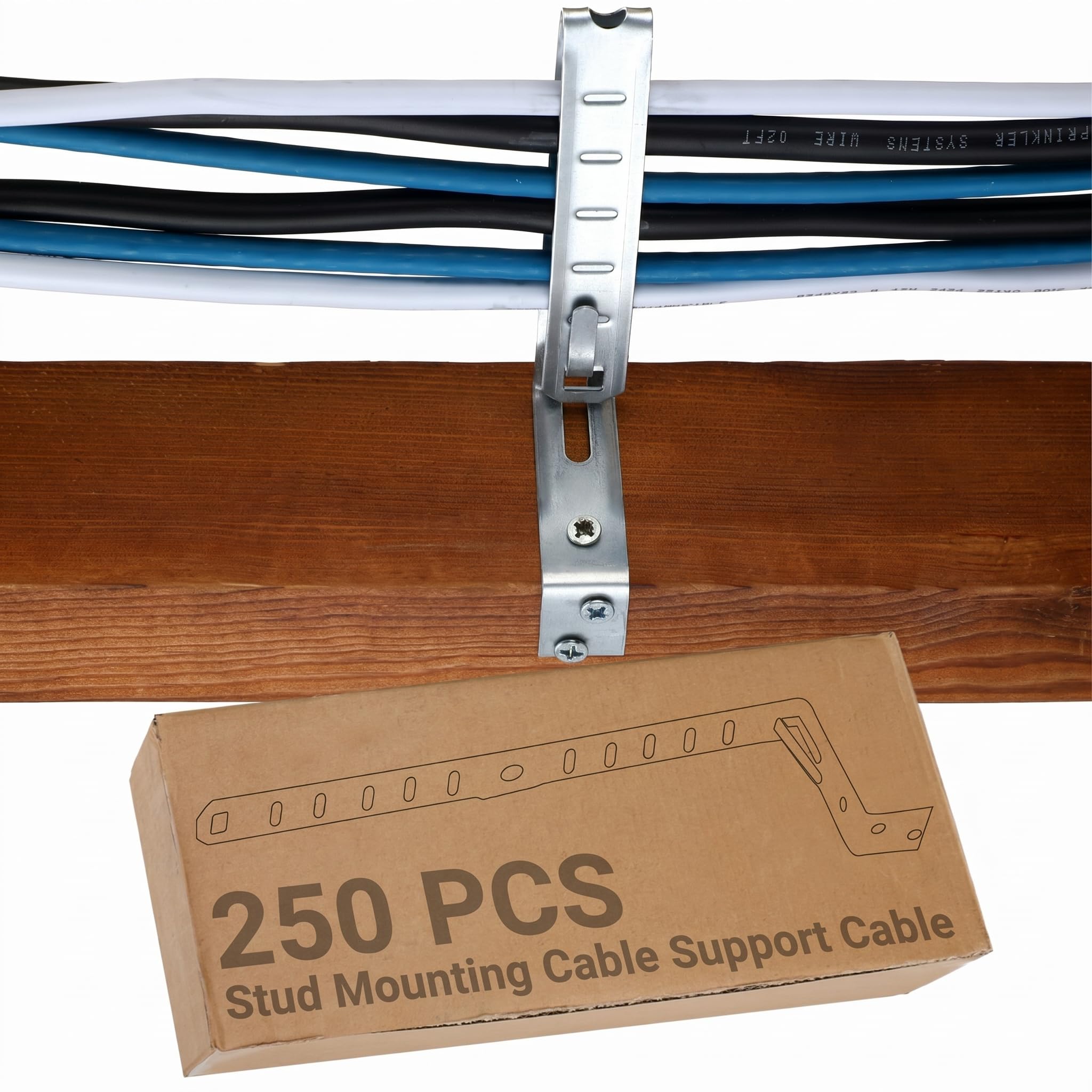 Landhoow 250 piezas de soporte de cable de montaje de perno de metal CS-CJ6 Cable de montaje de perno de acero galvanizado con pestaña de bloqueo, sujetadores con pestaña de bloqueo, sujetadores de