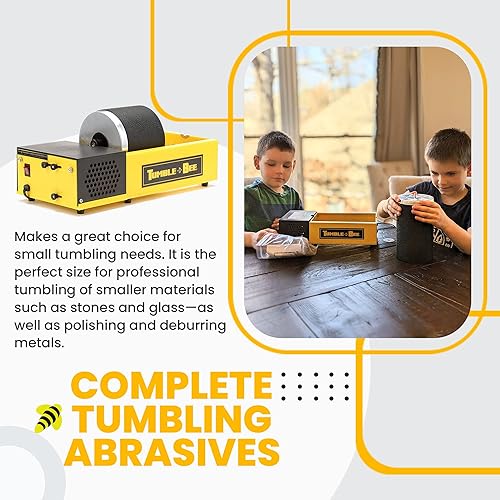 Miniatura 17 de Tumble-Bee Vaso de roca – Vaso grande para adultos y niños – Máquina giratoria para piedra, piedra, metal y vidrio marino – Pulidora