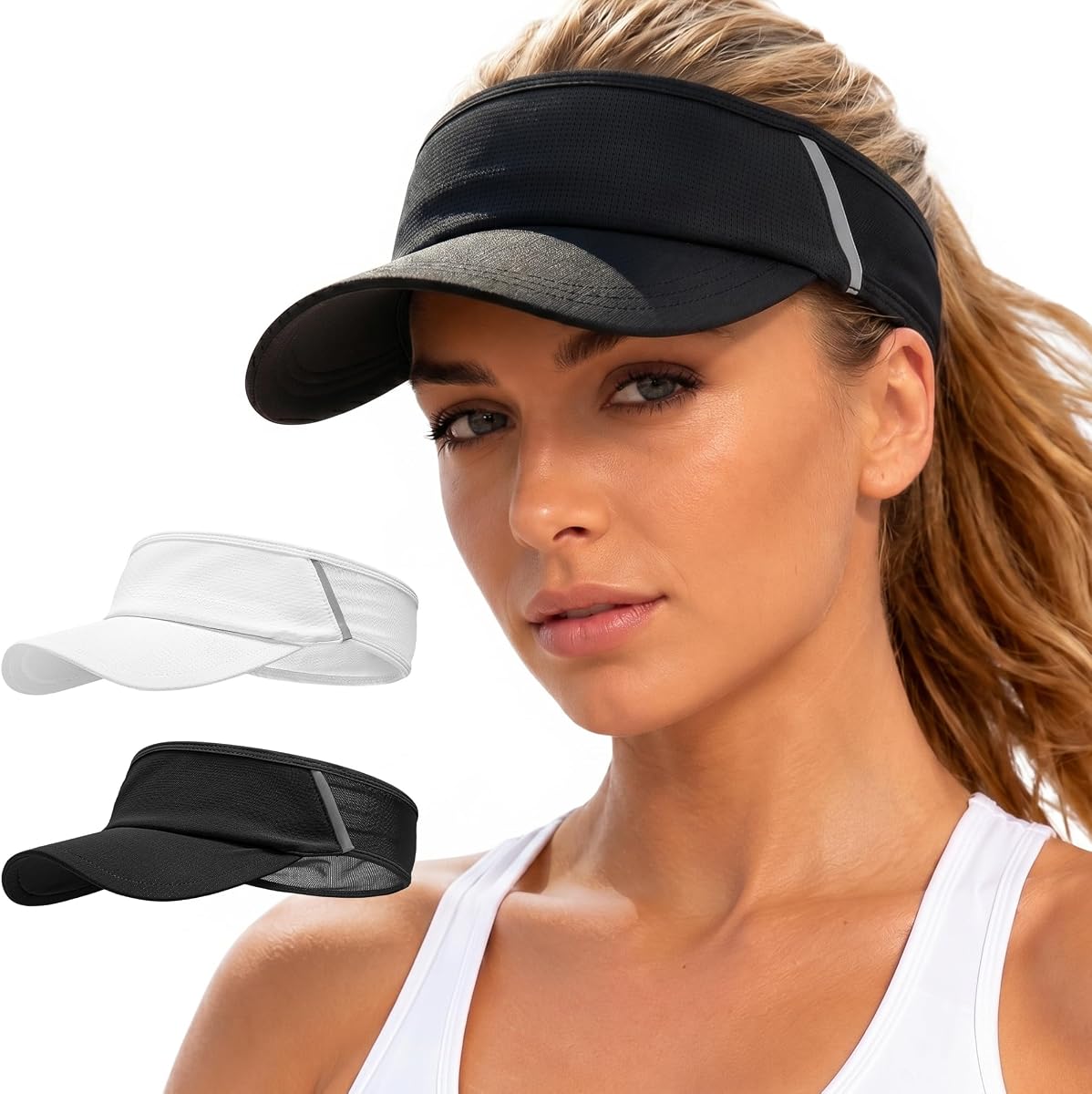 Sun Visor Hat for Women & Men UV Protection Lightweight Sports | Upf50+,breathable mesh,quick-dry,packable,stretch fit,ideal for running,tennis,golf,pickleball