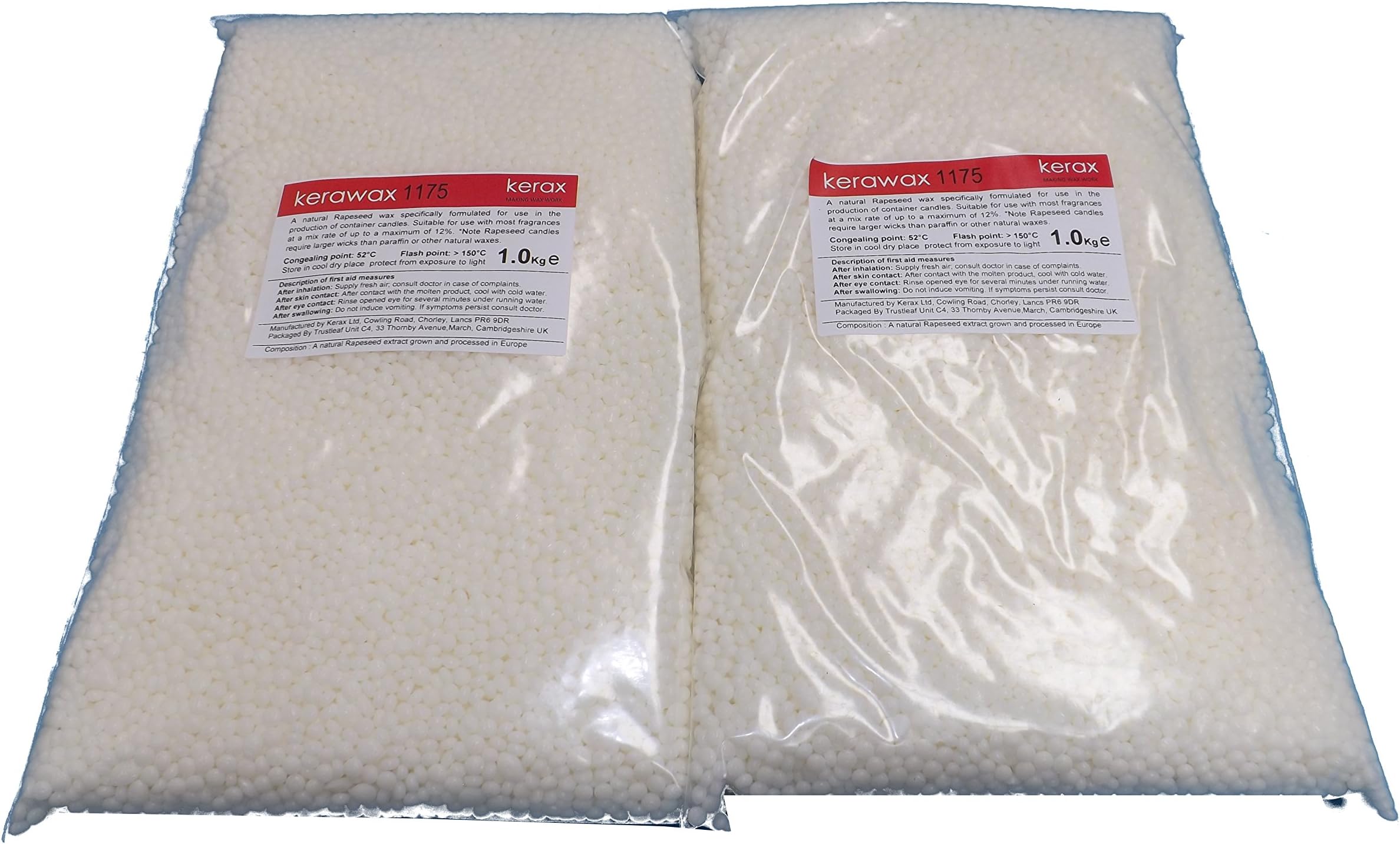 Kerawax 1175 2kg PURE RAPESEED WAX by KERAX for candle making/craft use