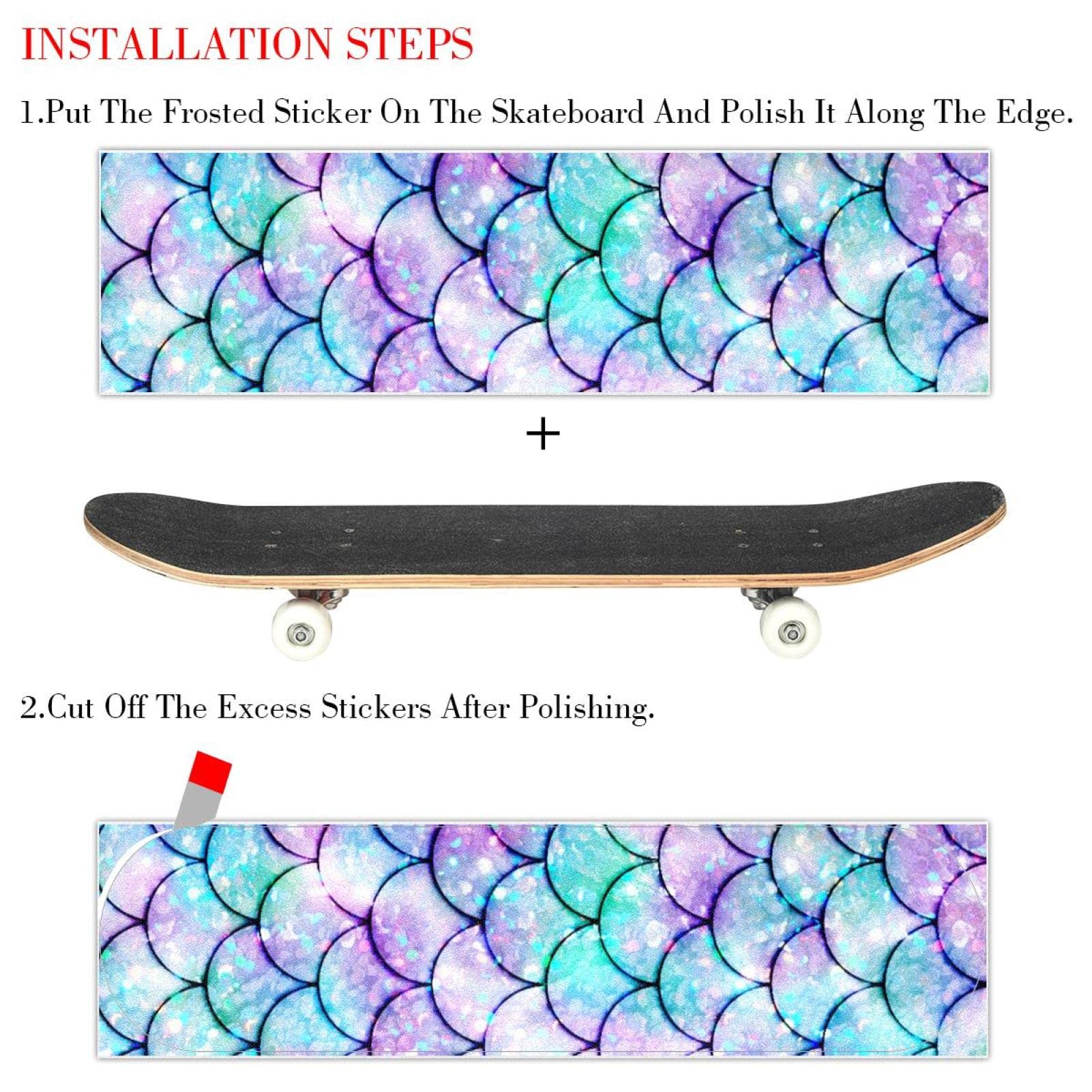 Bling Wave Lot de 2 feuilles de papier abrasif pour planche de skateboard et longboard