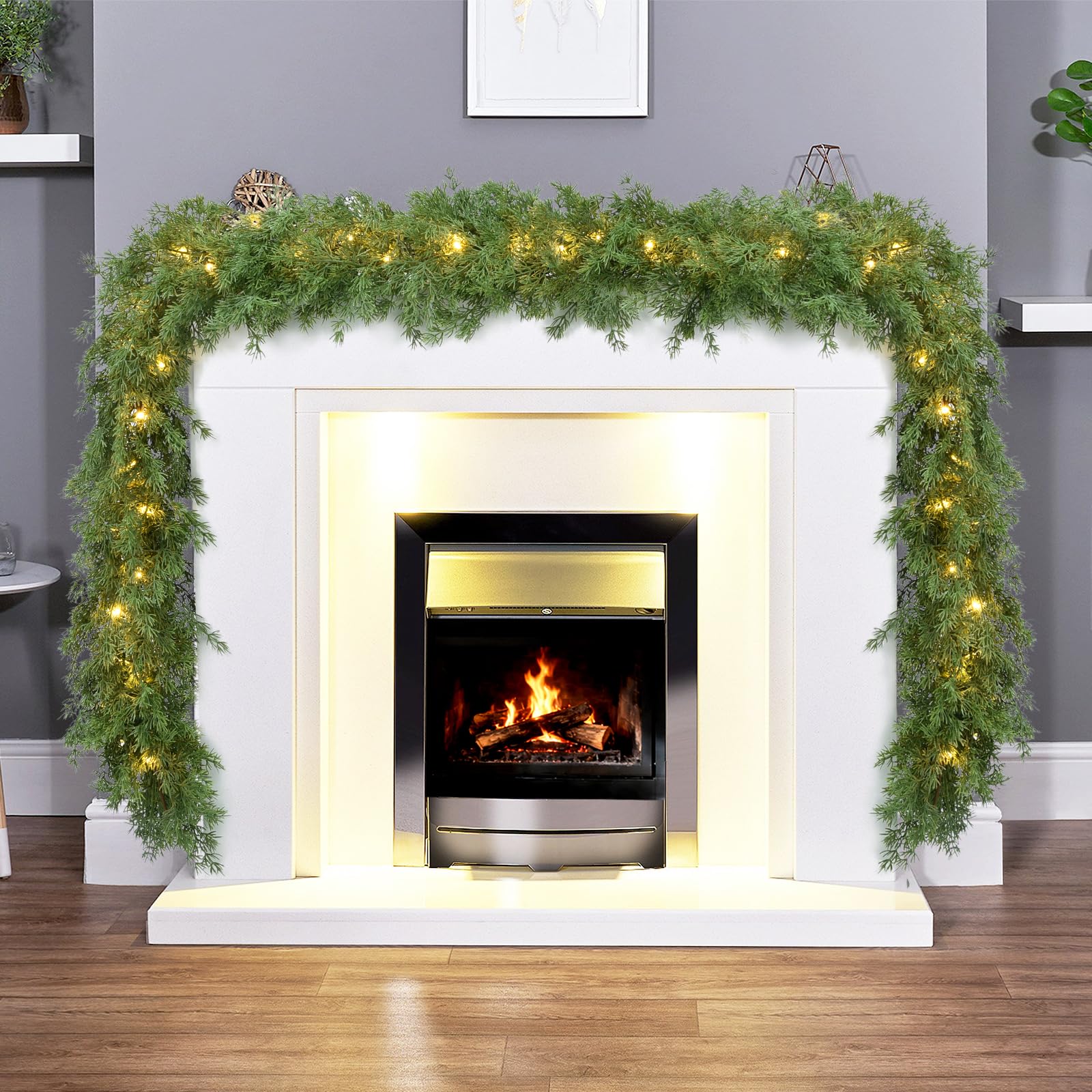 Guirlande de Noël cèdre artificiel 1m80 Lvydec lumineuse pour cheminée