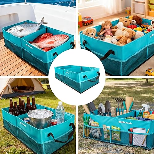 Miniatura 6 de Organizador plegable para maletero de automóvil con forro de PVC impermeable, almacenamiento de carga resistente con asas y bolsillos de malla