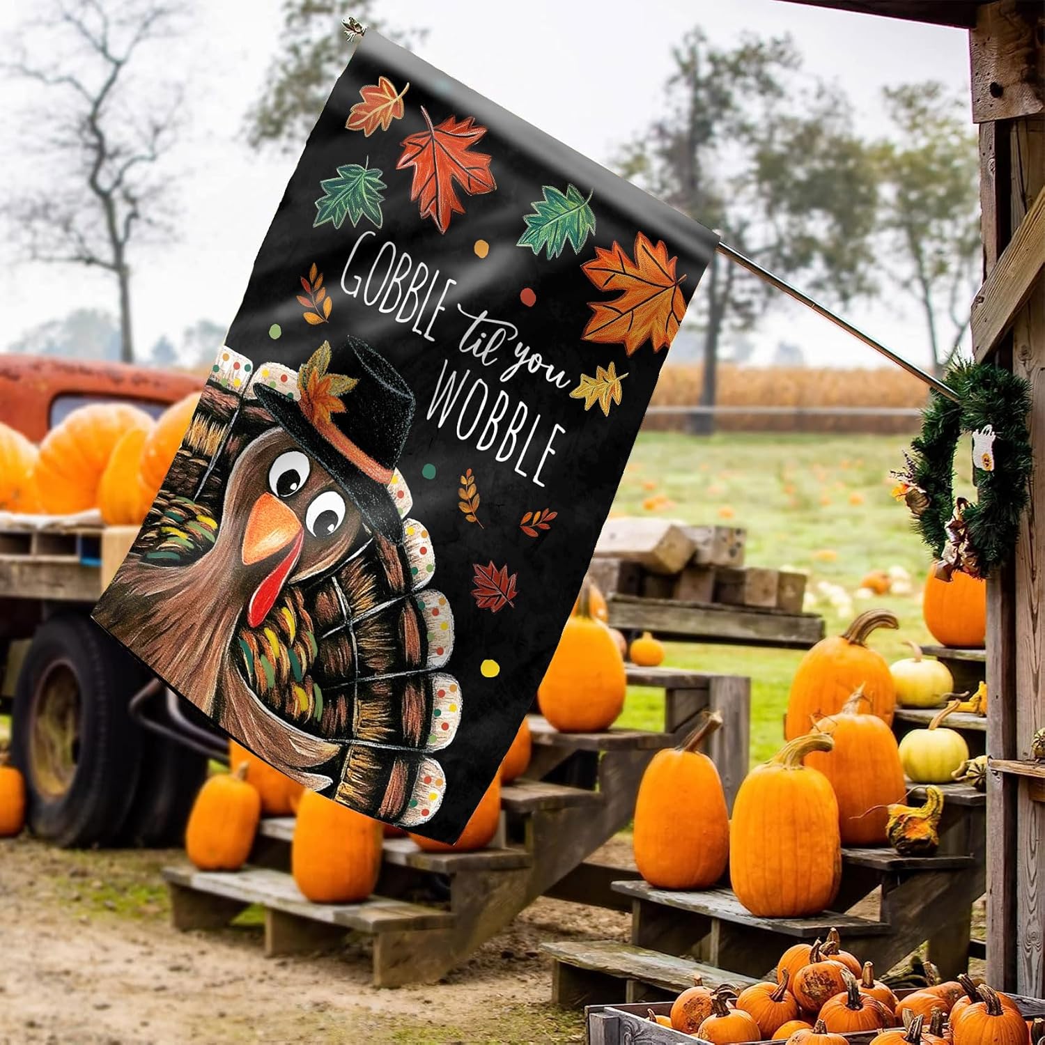 Morigins Turkey Fall Garden Flag Double Sided Harvest Fall Autumn Yard Outdoor Decor Happy Thanksgiving Garden Flags Be Thankful Thanksgiving Flag Decor (Large-28×40 inch) - Image 9