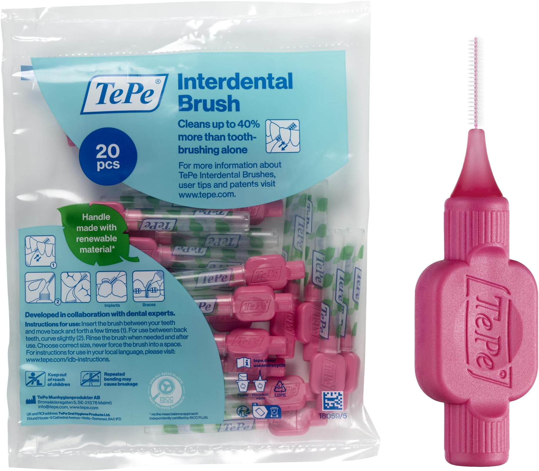 Interdental Brush Original Pink 0.4 mm 20-Pack