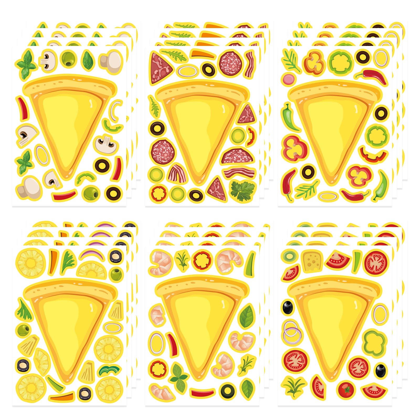 24 Sheets Make Your Own Pizza Stickers for Kids, Make A Pizza Stickers for Pizza Party & Pizza Family Night, Pizza Stickers Food Stickers, Motivational Reward Stickers Teacher Sticker for Student