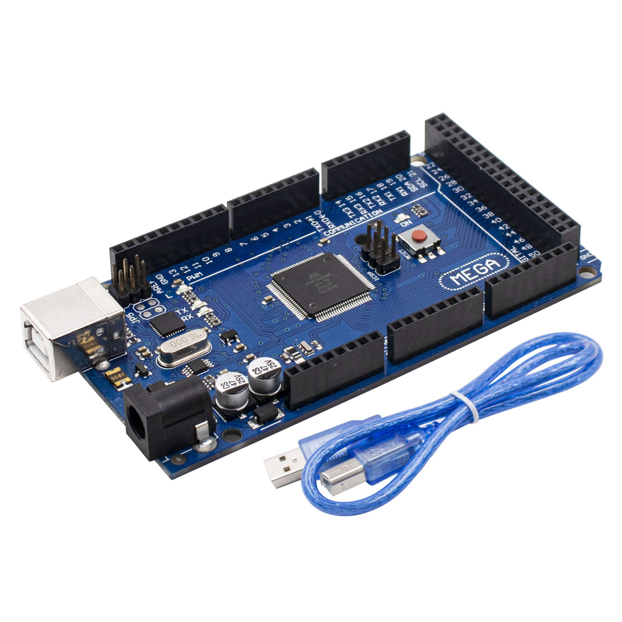 LAFVIN Mega 2560 R3 board and USB cable in packaging