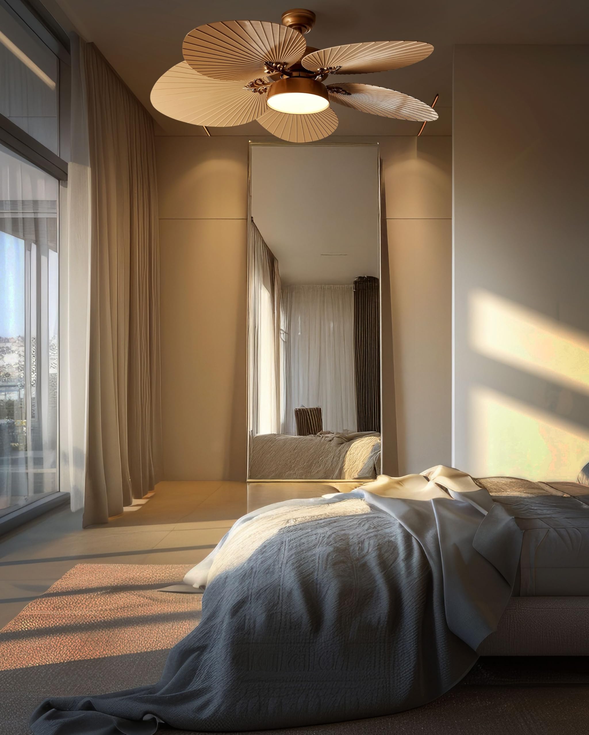 Beliani Deckenventilator mit Licht gold 3 Geschwindigkeitsstufen Fernbedienung Bormejo