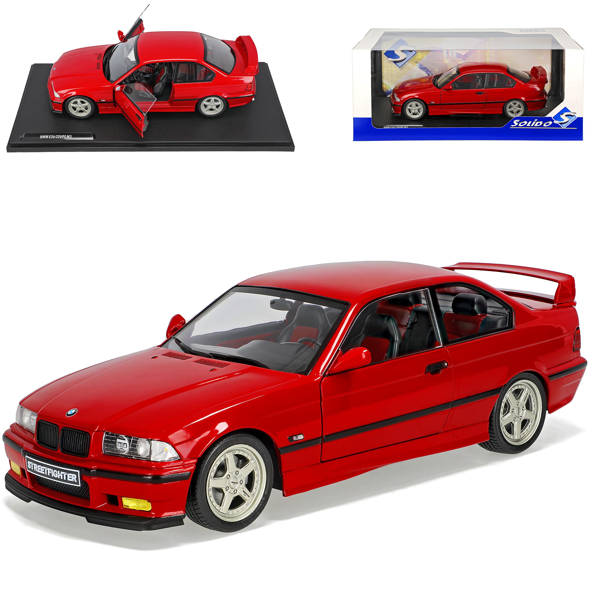 B*M*W 3er E36 M3 Coupe Rot 1990-2000 mit Sockel 1/18 Solido Modell Auto