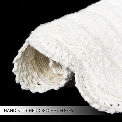 Miniatura 3 de Chardin home Alfombra de baño de ganchillo blanco, 100% algodón semicírculo con borde de ganchillo artesanal hecho a mano, forma de D de 20 x 32