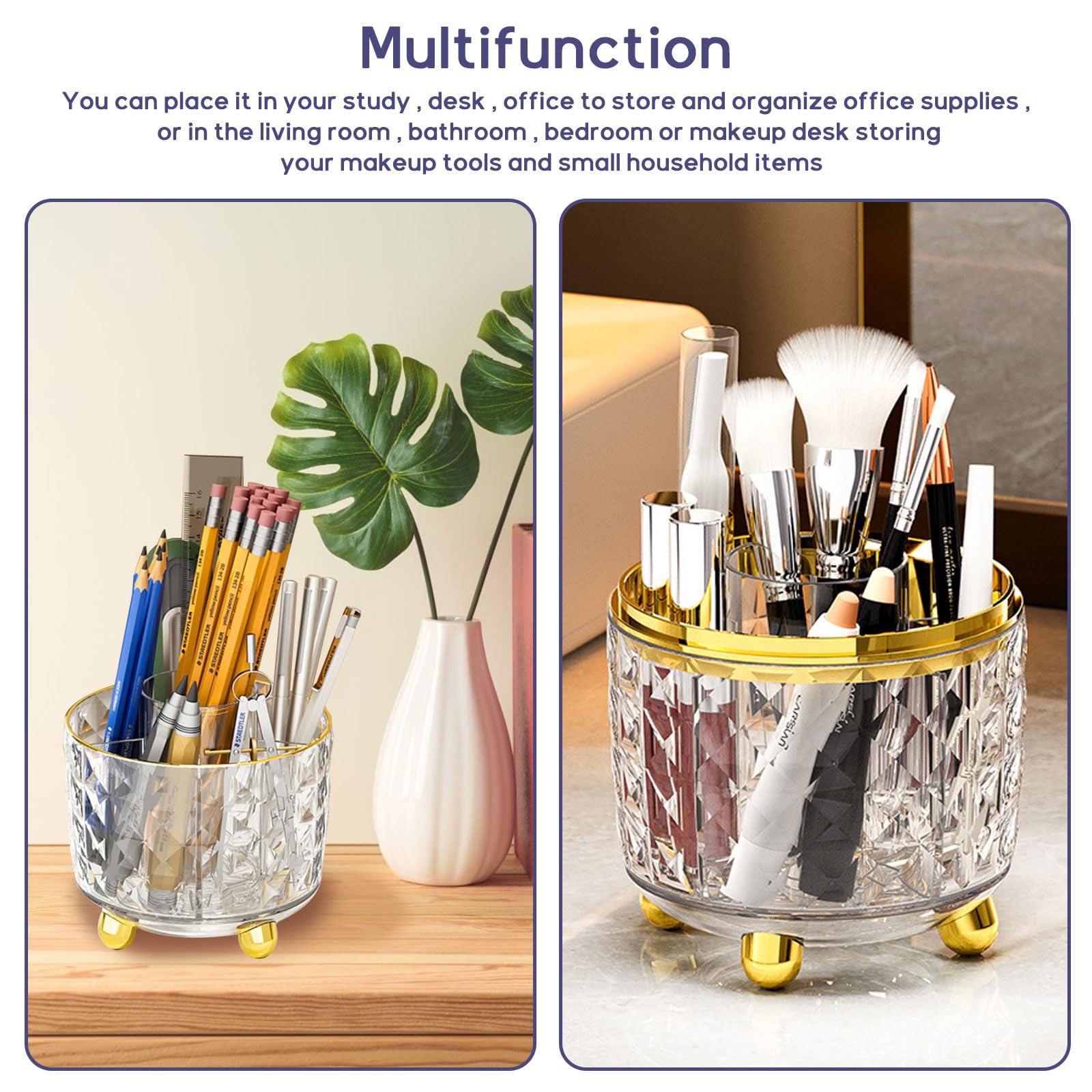 Drehbarer Make-up-Organizer 360° – Kosmetik-Aufbewahrung Mit 5 Fächern, 14 Cm Durchmesser, Für Pinsel & Lippenstifte