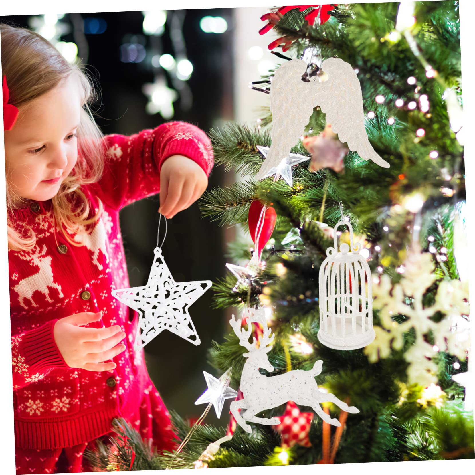 Amosfun Weihnachtsbaum Dekoration 5 Sätze Weihnachtsschmuck Weihnachtsdeko Weihnachtliche Hängende Hirschdekoration Christbaumschmuck Weihnachts-Hirsch- Weihnachtsbaumschmuck Weiß Schaum 4 Stück * 5