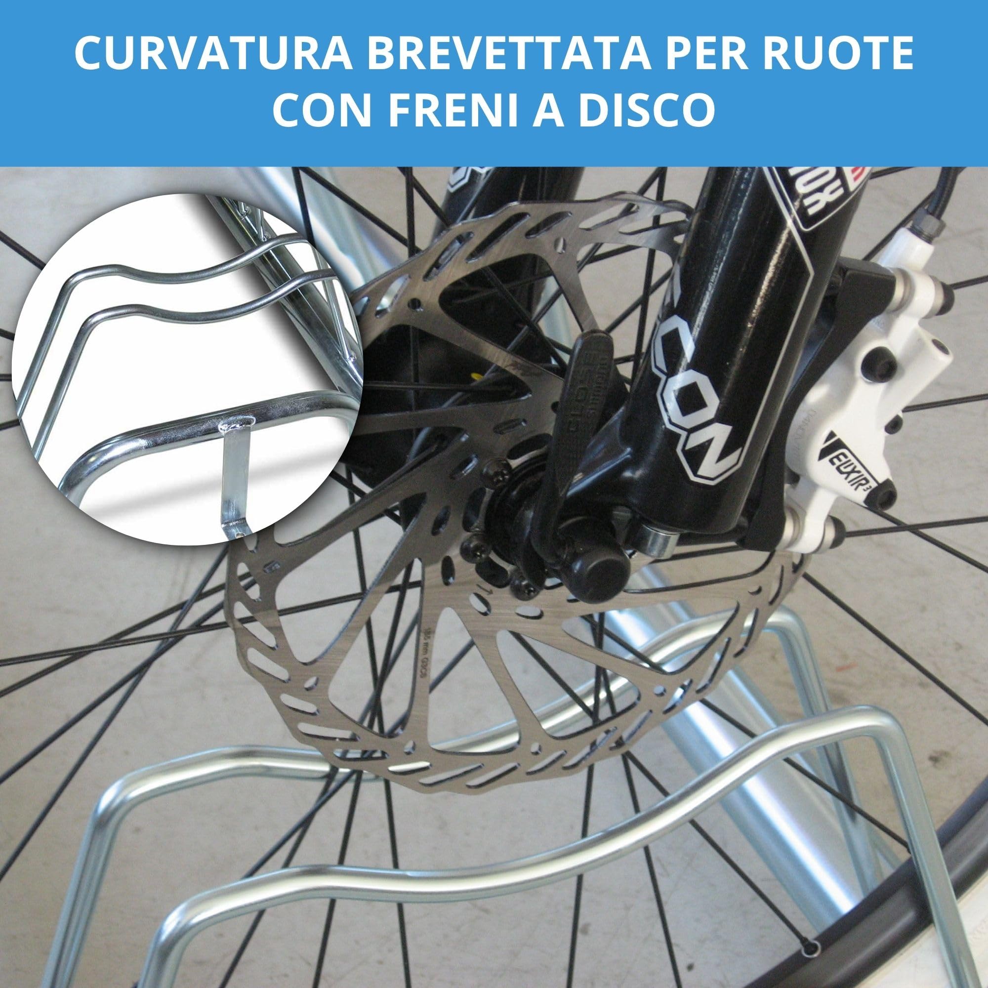 Andrys Rastrelliera Biciclette - Porta Bici da Terra per Interni ed Esterni - Posteggio Alto e Basso per Bici con Freni a Disco - Acciaio Zincato a Freddo