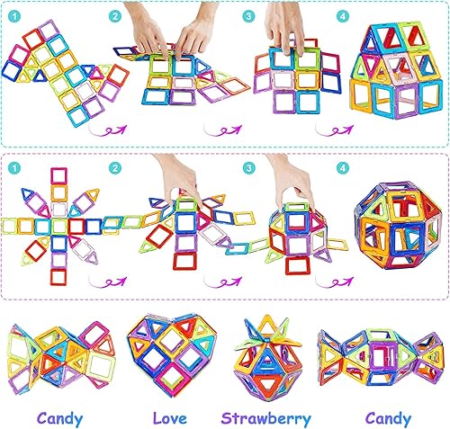 Miniatura 6 de Azulejos magnéticos, bloques de construcción, juguetes STEM, juguetes educativos de construcción para niños pequeños que aprenden y niños mayores de