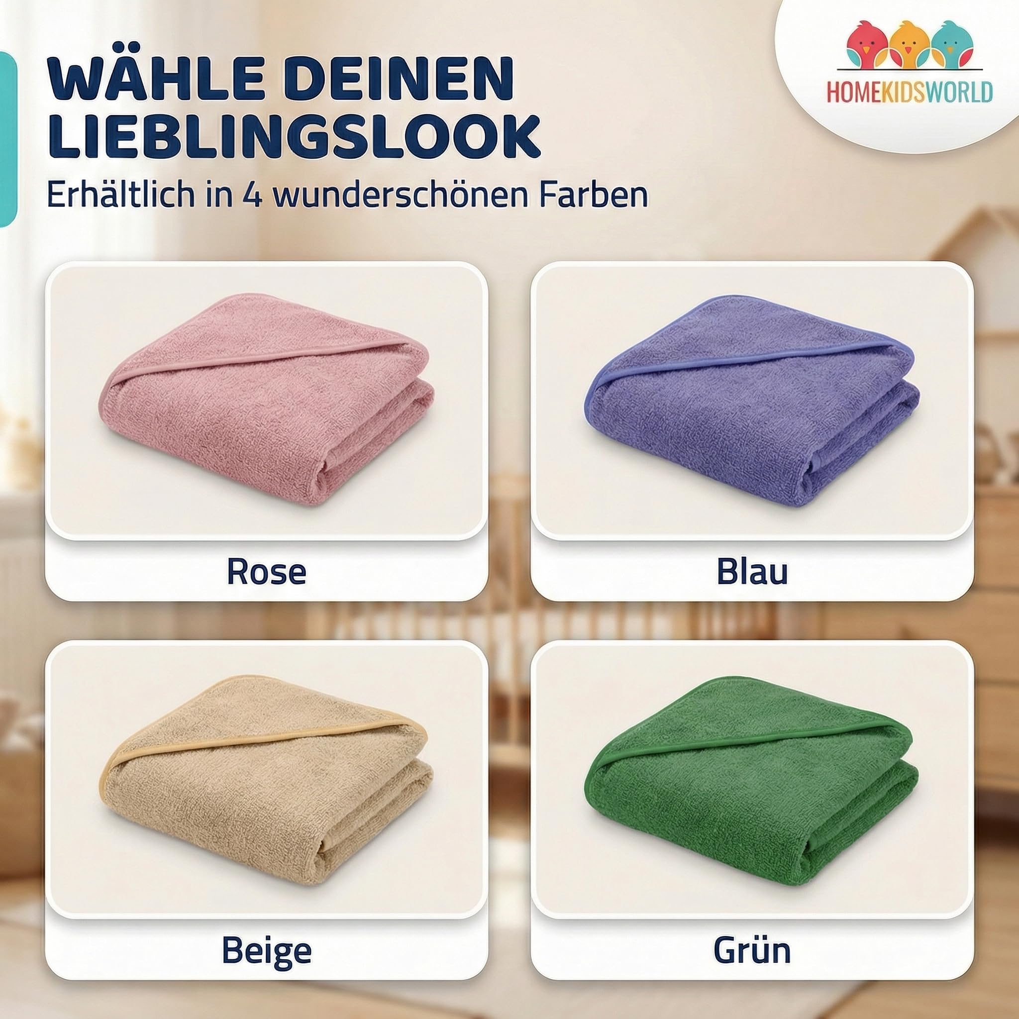 Kapuzenhandtuch Baby 100x100 cm (Rose) – Weiches & saugstarkes Badetuch mit Kapuze – Kuscheliges Handtuch für Babys & Kinder inkl. Geschenkbox