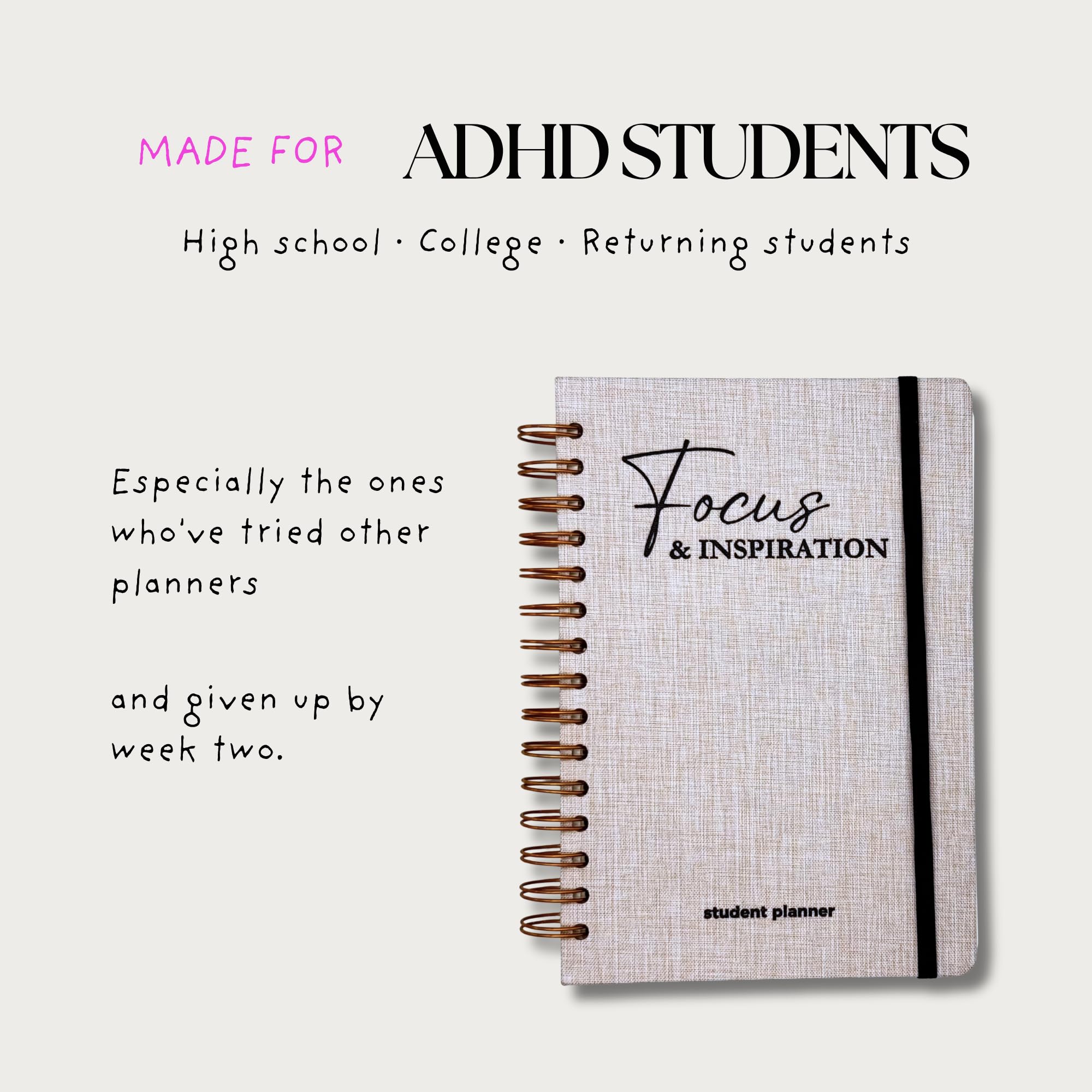 ADHD Student Planner e sistema di studio | Planner accademico non datato per adolescenti e studenti universitari | Funzione esecutiva, strumenti di studio, adesivi e supporto per la salute mentale