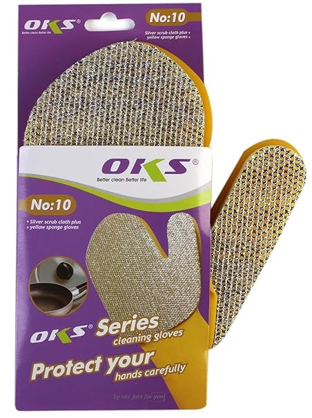 ADITYA INFO Latex PU Sponge Cleaning Glove Scrubber, 1 Piece Right Hand 1010