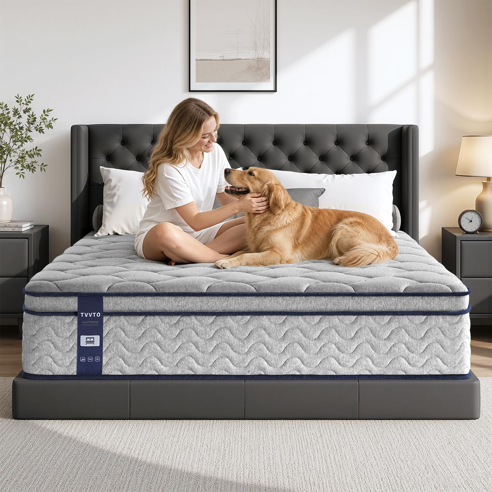 TVVTO Double Mattress 4FT6, 26CM Memory Foam & 7 Zone Orthopedic Pocket Sprungs, Medium Firm Breathable Bed Mattress for Back Pain Relief & Motion Isolation(135x190x26cm)